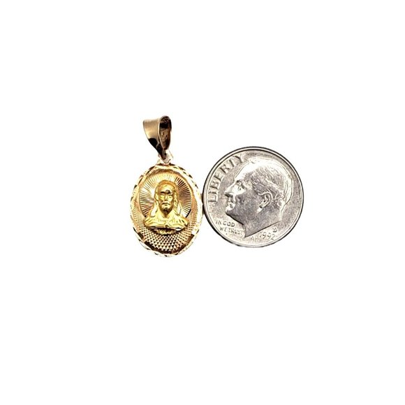 14K Gold Guadalupe Sacred Heart Double Sided Scapular Pendant Religious - Picture 10 of 12